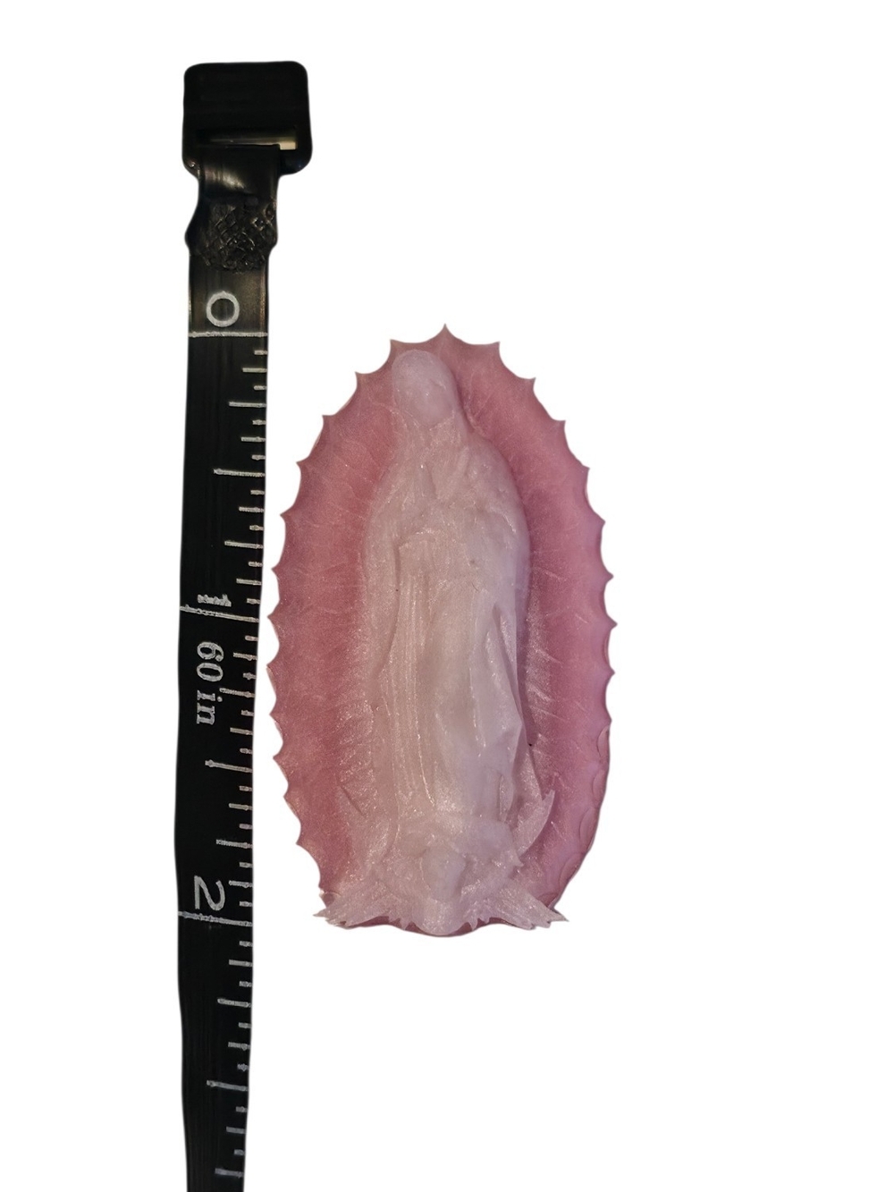 Virgin Mary Keychain Made With Resin In Pink/white. - Picture 4 of 4